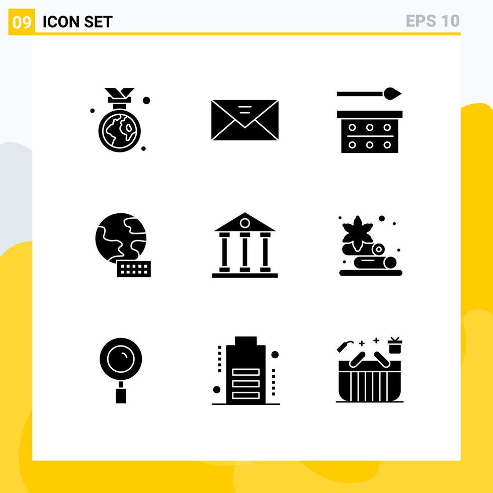 9 Creative Icons Modern Signs and Symbols of banking globe multimedia world eye shadow Editable Vector Design Elements