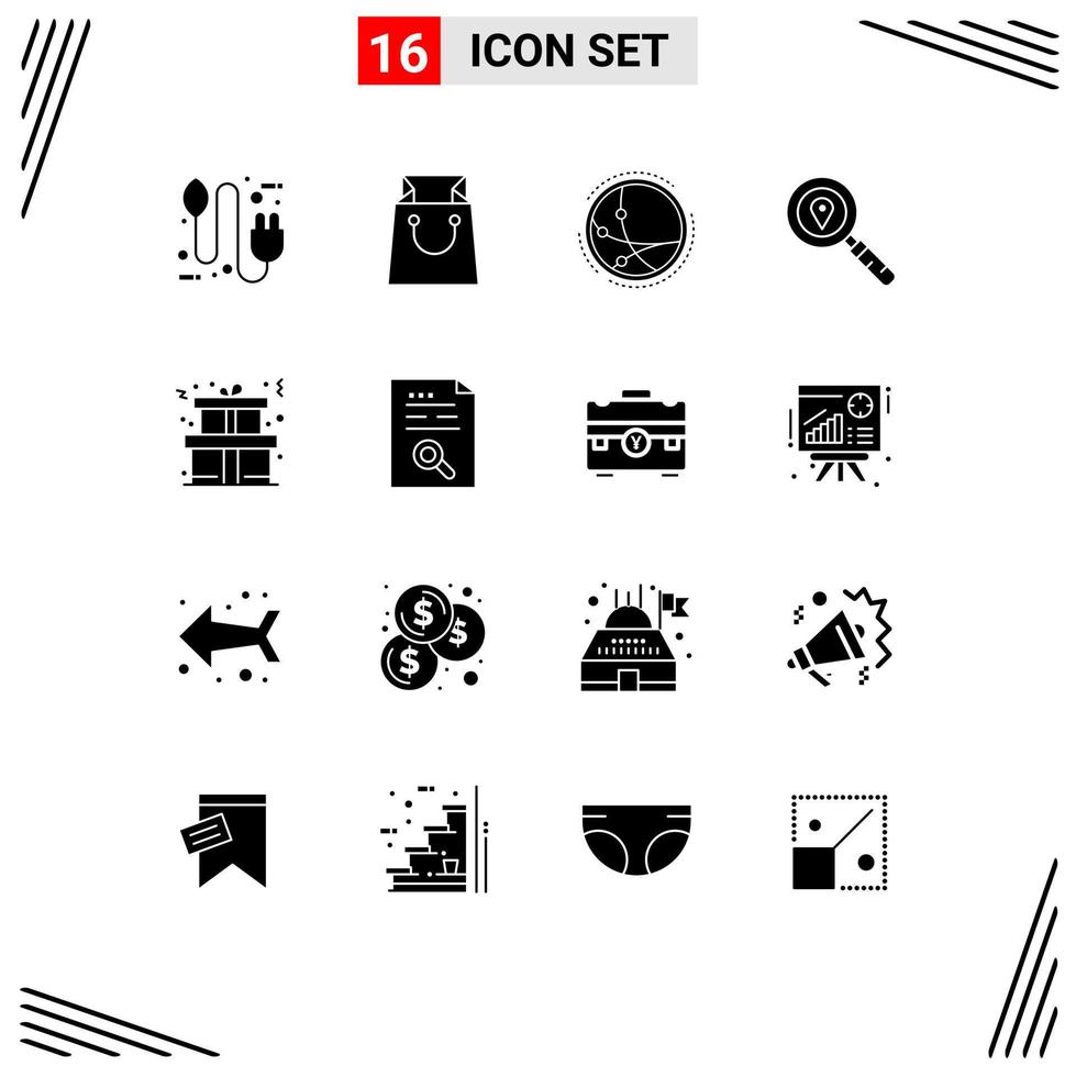 16 Creative Icons Modern Signs and Symbols of christmas search worldwide location network Editable Vector Design Elements