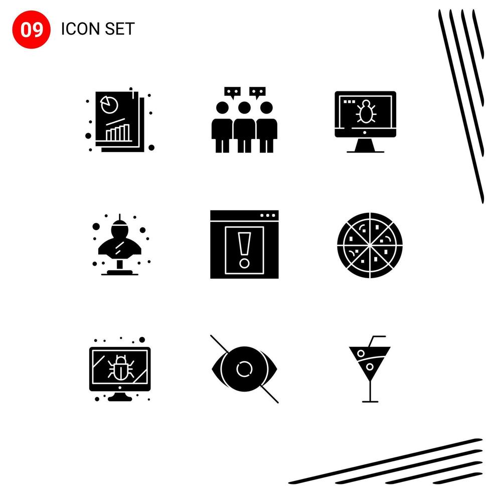 User Interface Pack of 9 Basic Solid Glyphs of contact classic monitor bust ancient Editable Vector Design Elements