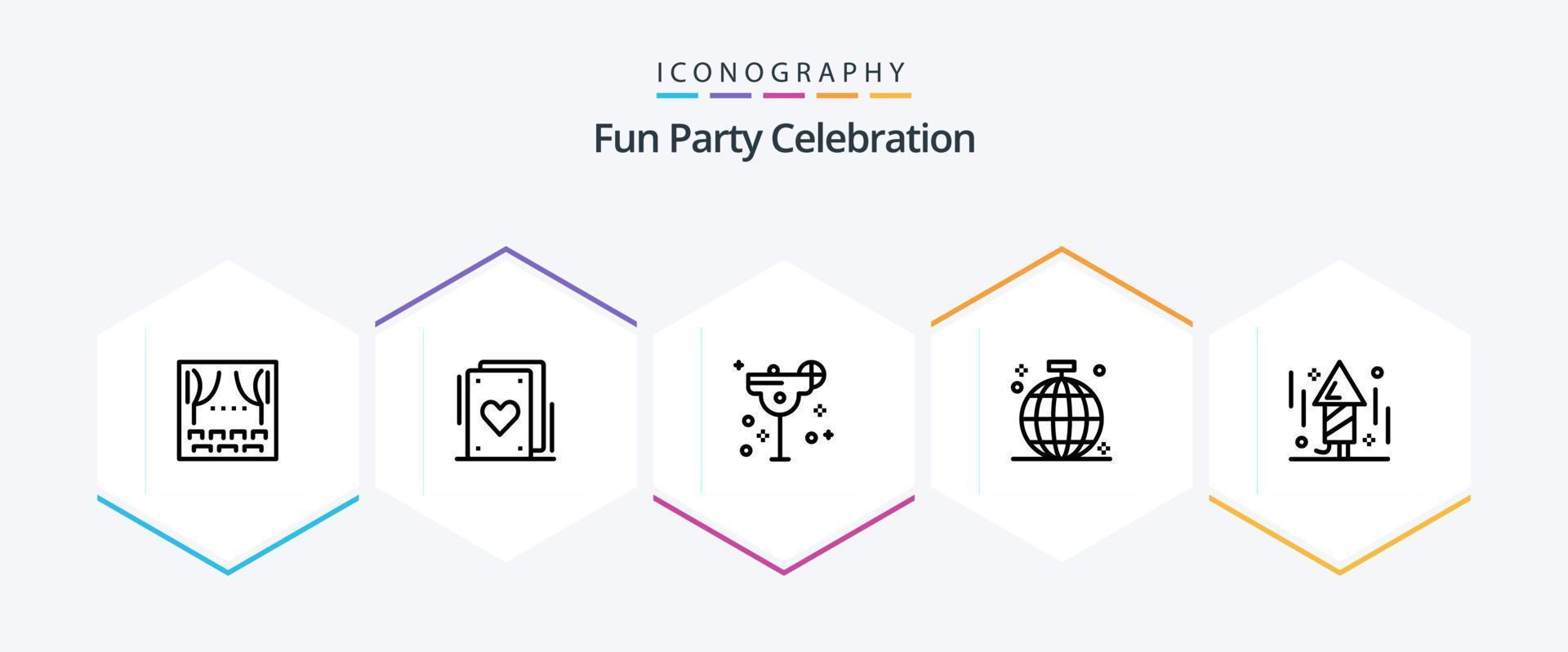 Party 25 Line icon pack including fireworks. party. glass. disco. birthday vector