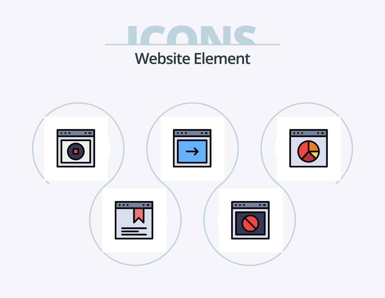 Website Element Line Filled Icon Pack 5 Icon Design. element. arrow. web. app. webpage vector