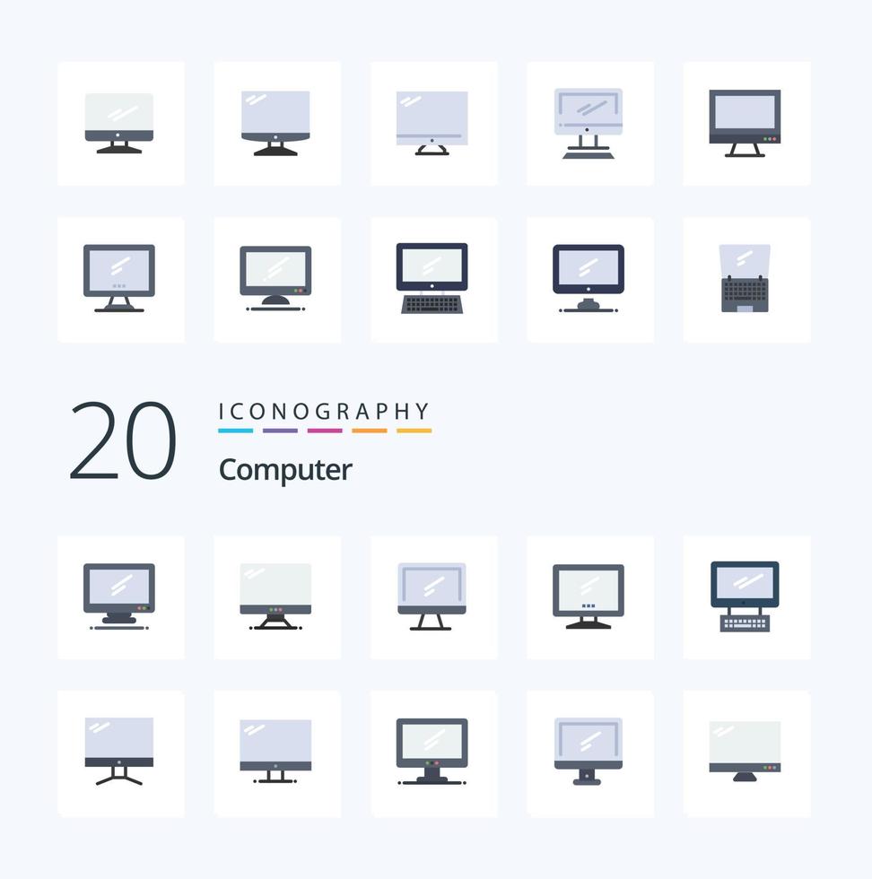 20 Computer Flat Color icon Pack like  laptop vector