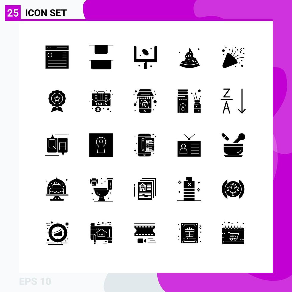 Pack of 25 creative Solid Glyphs of celebrate summer american food sport Editable Vector Design Elements