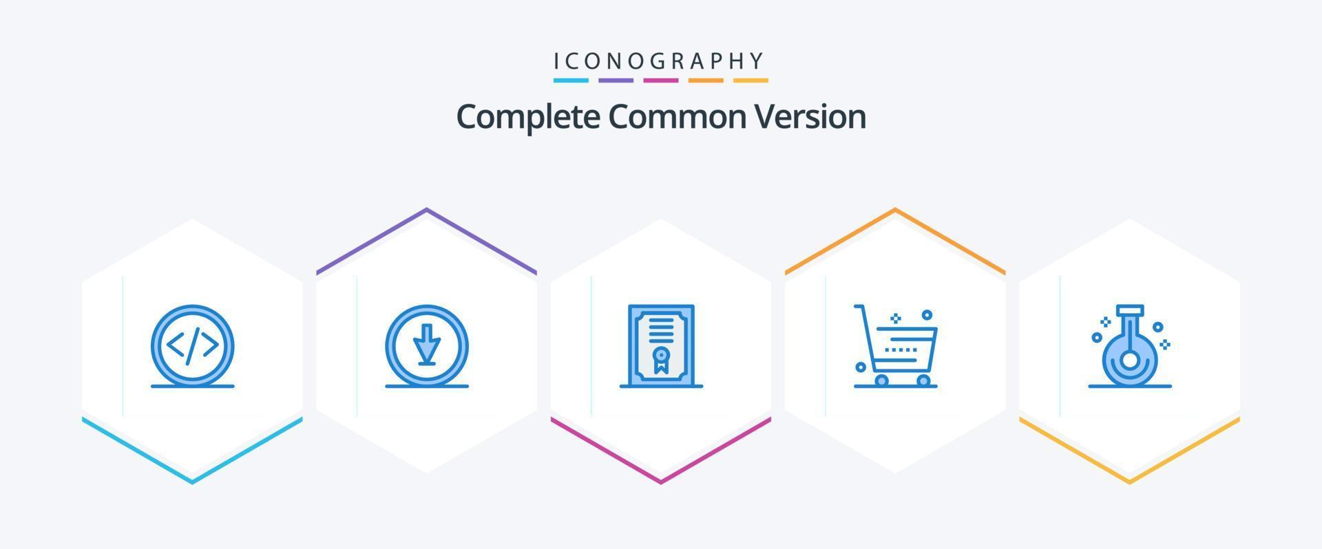 Complete Common Version 25 Blue icon pack including shopping. online. navigation. ecommerce. diploma vector