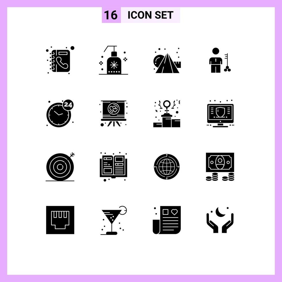 Set of 16 Modern UI Icons Symbols Signs for provider man art lock solution Editable Vector Design Elements