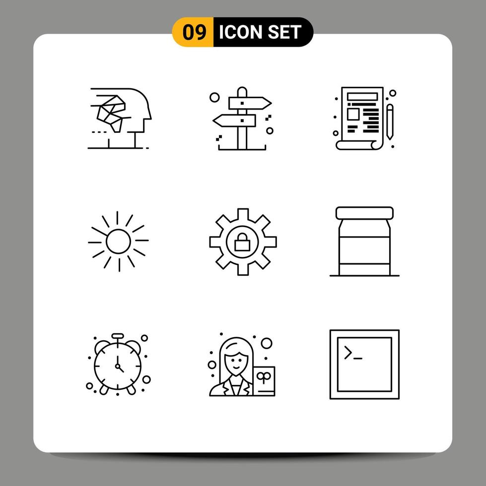 Modern Set of 9 Outlines and symbols such as setting crypto currency blueprint crypto luck chain Editable Vector Design Elements