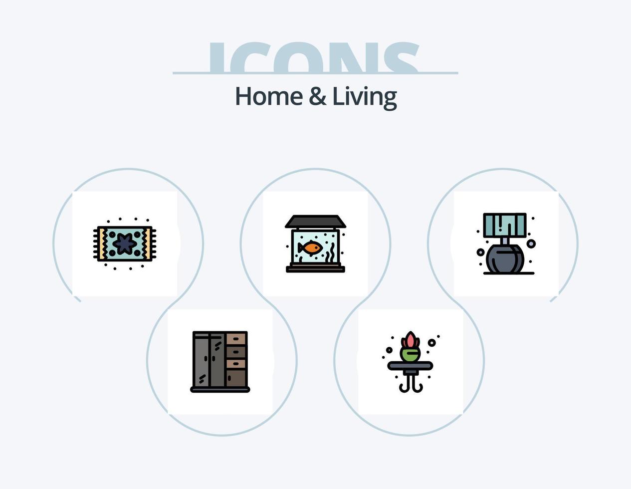 diseño de icono de paquete de 5 iconos llenos de línea de hogar y vida. . bulto. candelabros viviendo. imagen vector