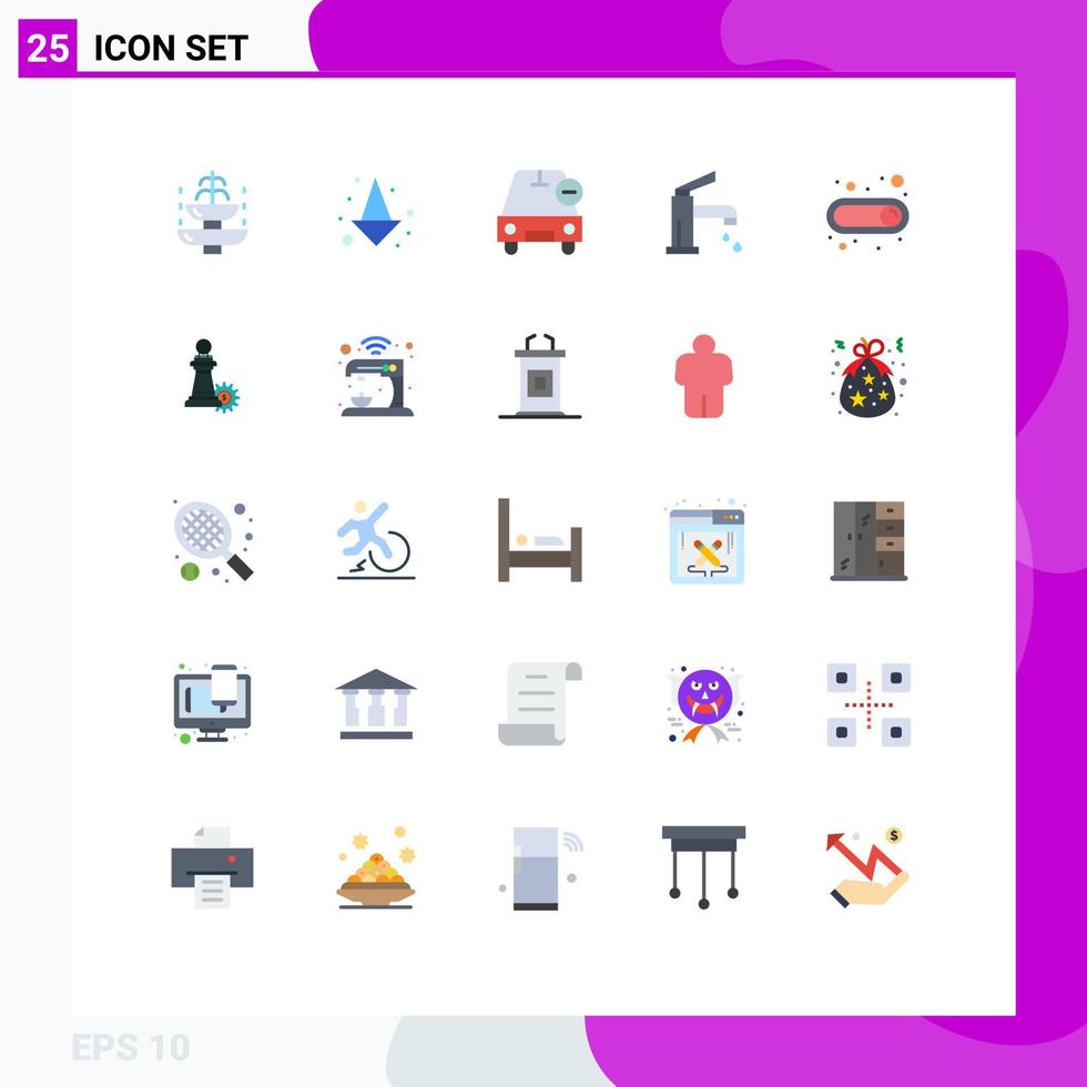 conjunto de 25 iconos de interfaz de usuario modernos símbolos signos para limpieza de duchas vehículos de baño de coche elementos de diseño vectorial editables vector