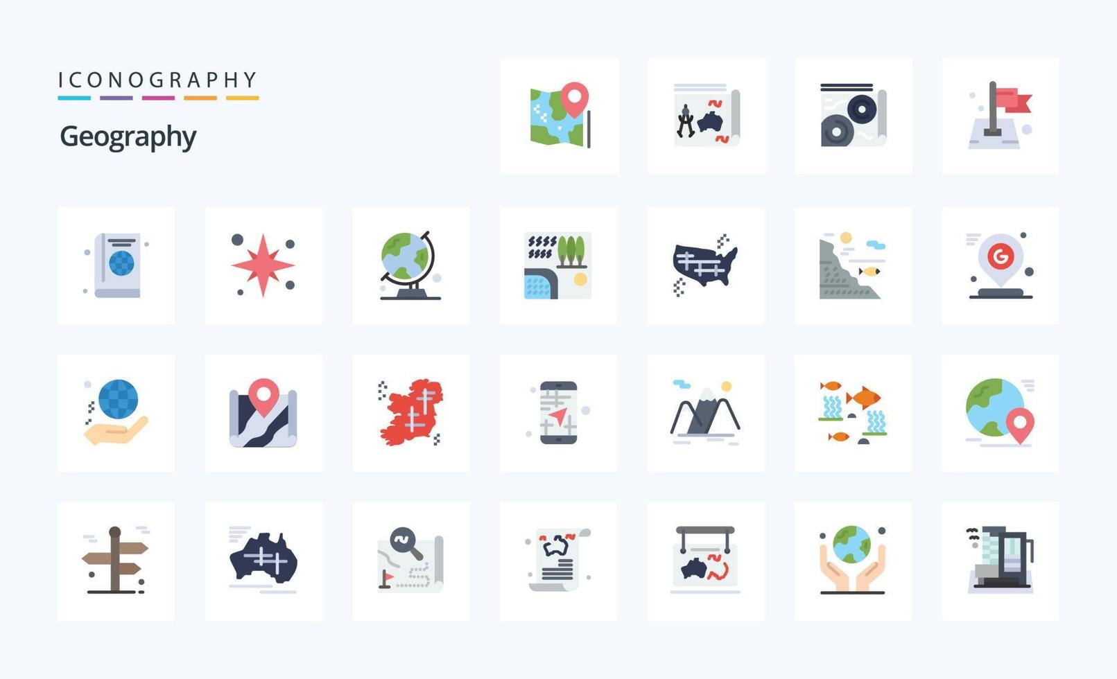 25 Geo Graphy Flat color icon pack vector