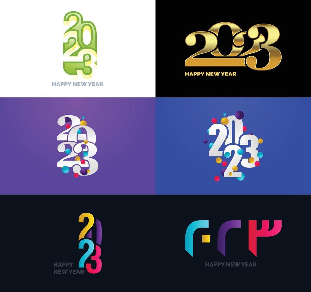 gran conjunto de 2023 feliz año nuevo diseño de texto de logotipo plantilla de diseño de número 2023 vector