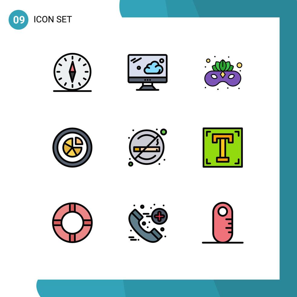 paquete de iconos de vector de stock de 9 signos y símbolos de línea para análisis de diagrama de carnaval de pastel de atención médica elementos de diseño de vector editables