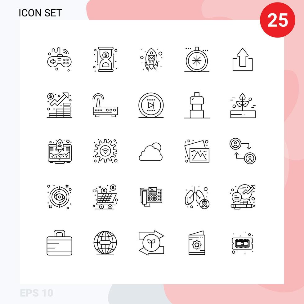 25 Thematic Vector Lines and Editable Symbols of arrow navigation fast direction seo Editable Vector Design Elements