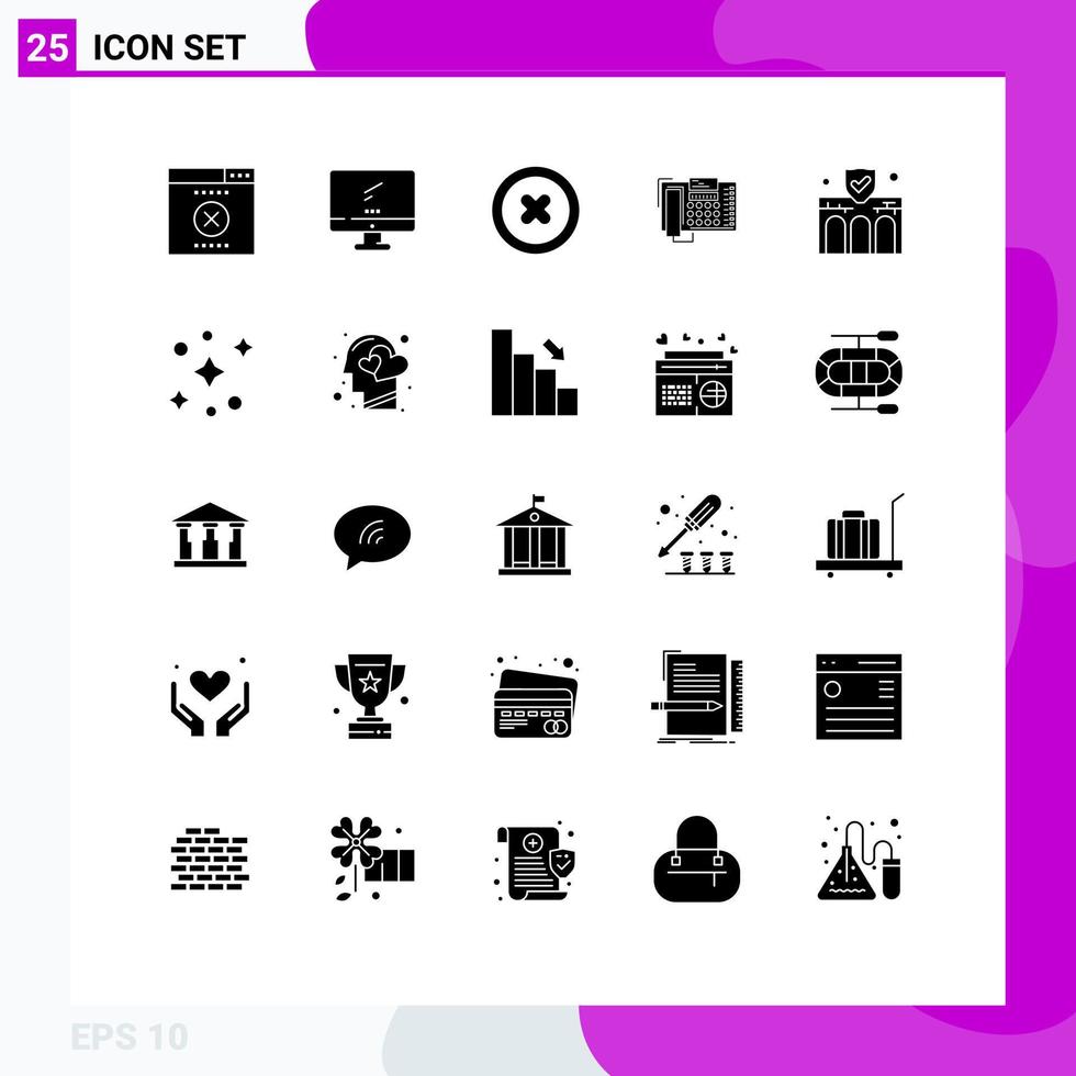 Modern Set of 25 Solid Glyphs Pictograph of business contact media call business Editable Vector Design Elements