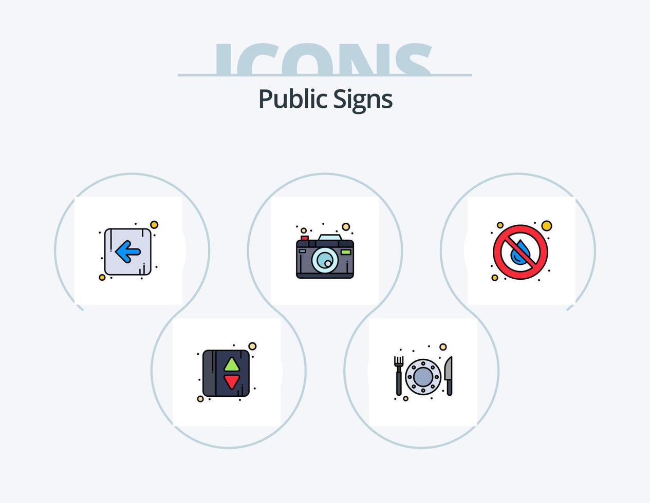 Public Signs Line Filled Icon Pack 5 Icon Design. food. drink. down. burger. danger vector