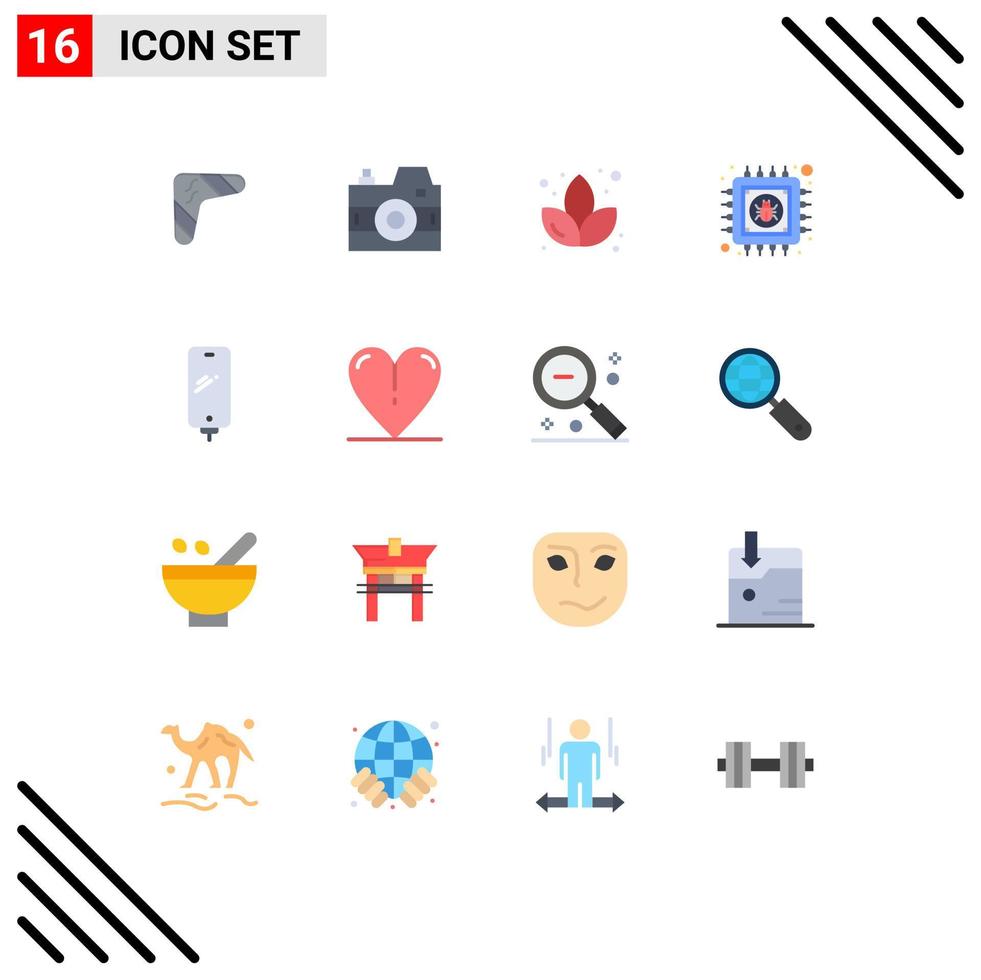 16 Universal Flat Colors Set for Web and Mobile Applications phone data photo chip sauna Editable Pack of Creative Vector Design Elements