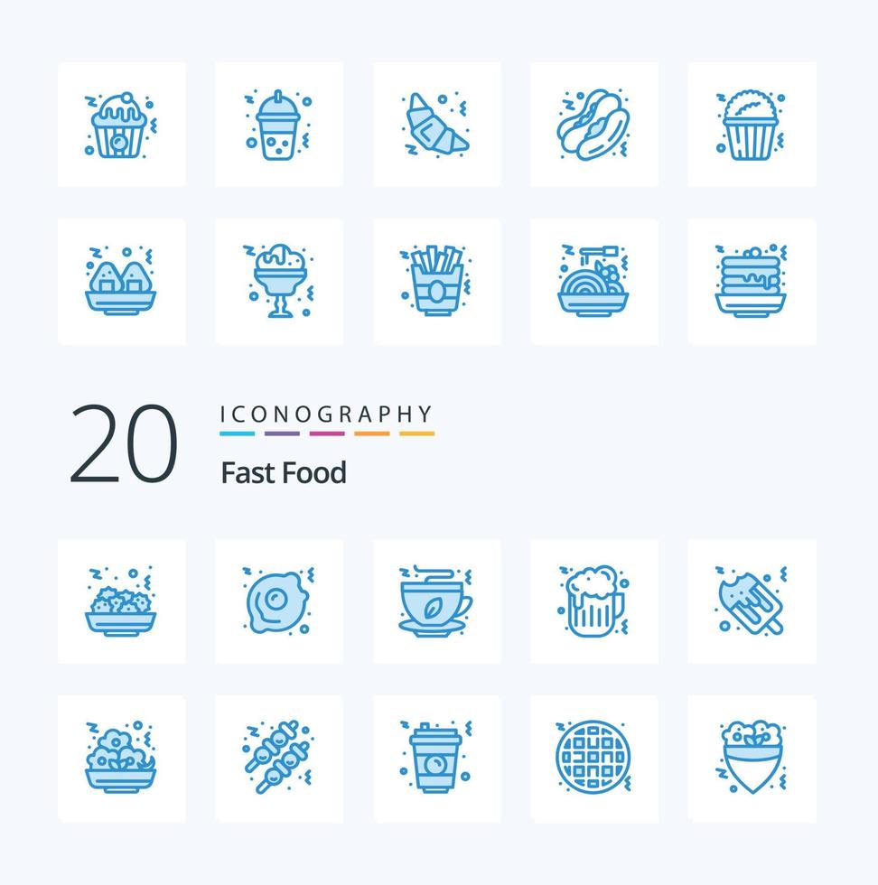 20 Fast Food Blue Color icon Pack like food food fast food fast food food vector