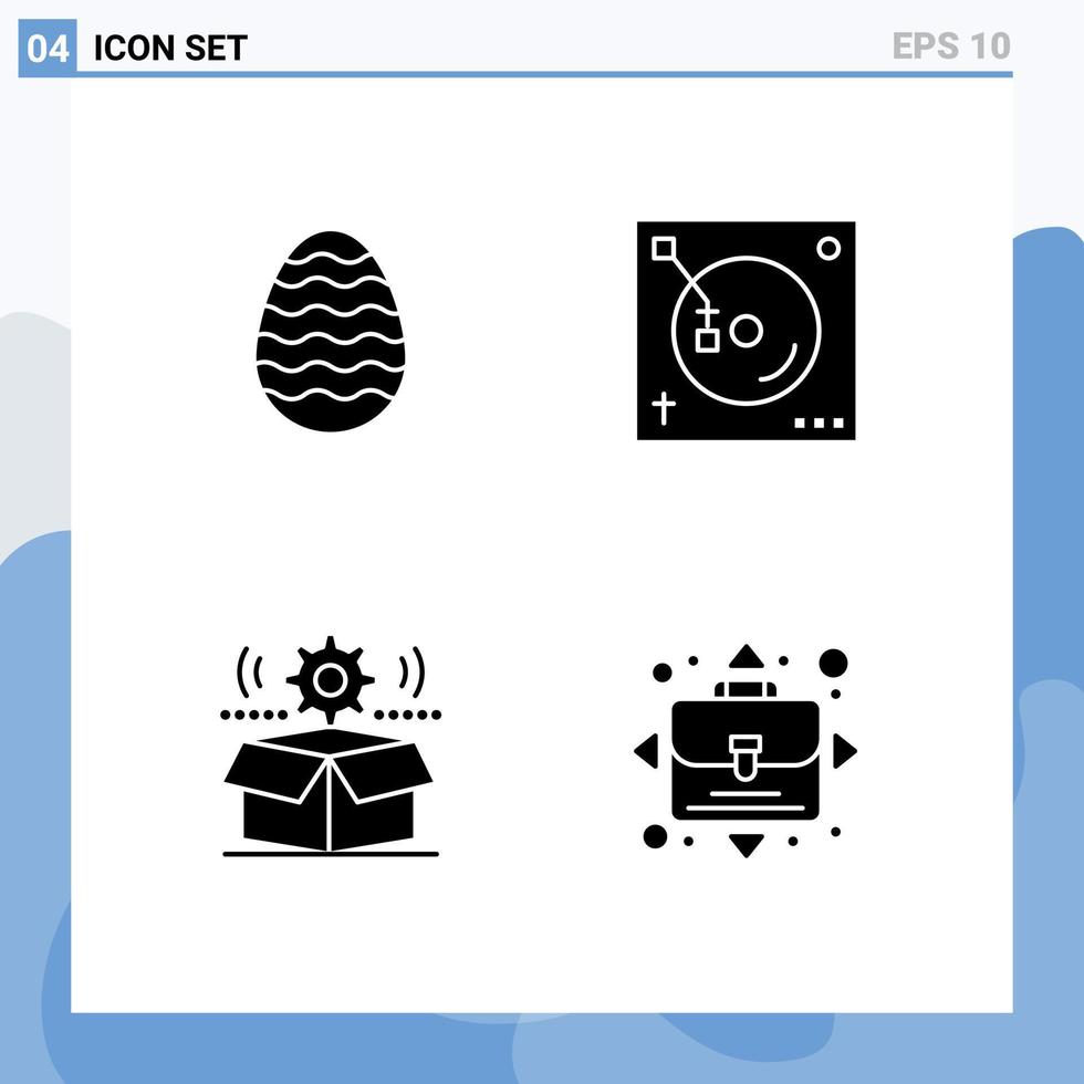 Thematic Vector Solid Glyphs and Editable Symbols of decoration cog egg party gear Editable Vector Design Elements