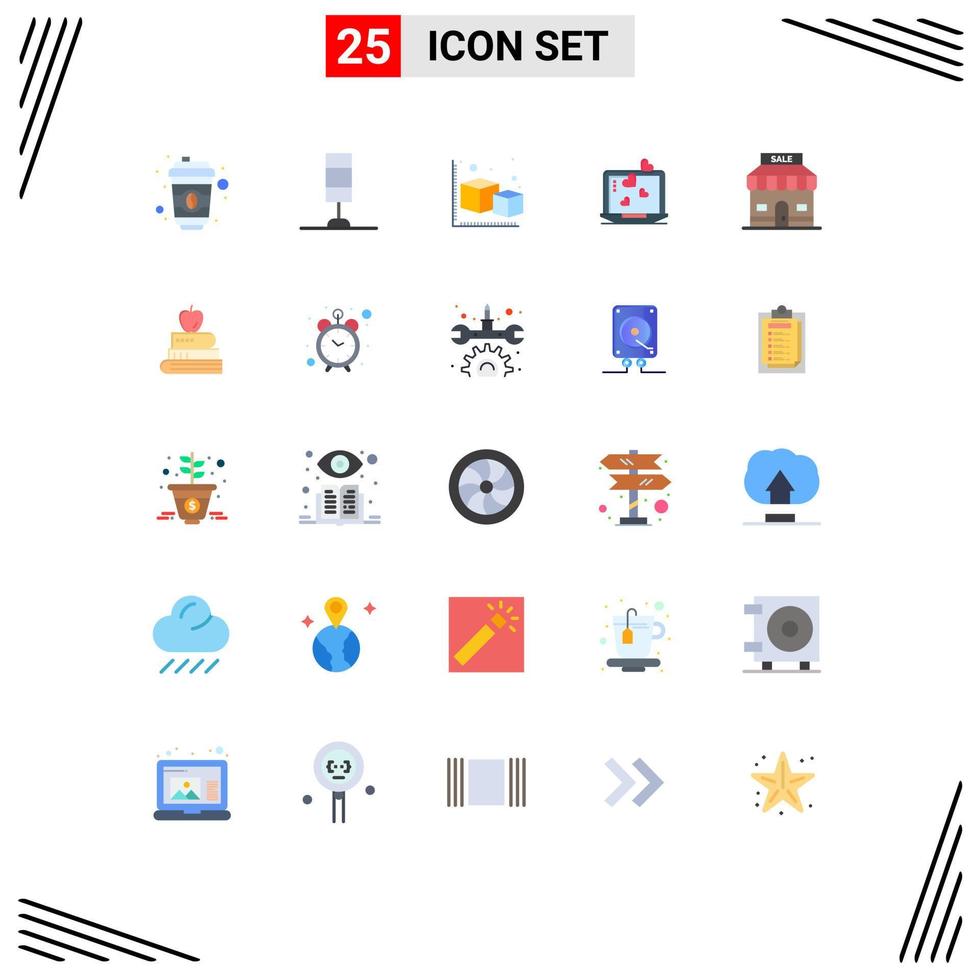 Group of 25 Flat Colors Signs and Symbols for beach sale modeling discount heart Editable Vector Design Elements
