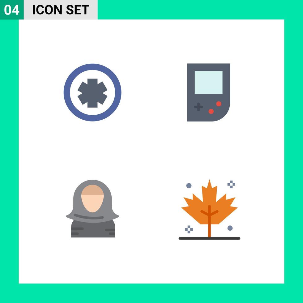 4 User Interface Flat Icon Pack of modern Signs and Symbols of medical character test gameboy islam Editable Vector Design Elements
