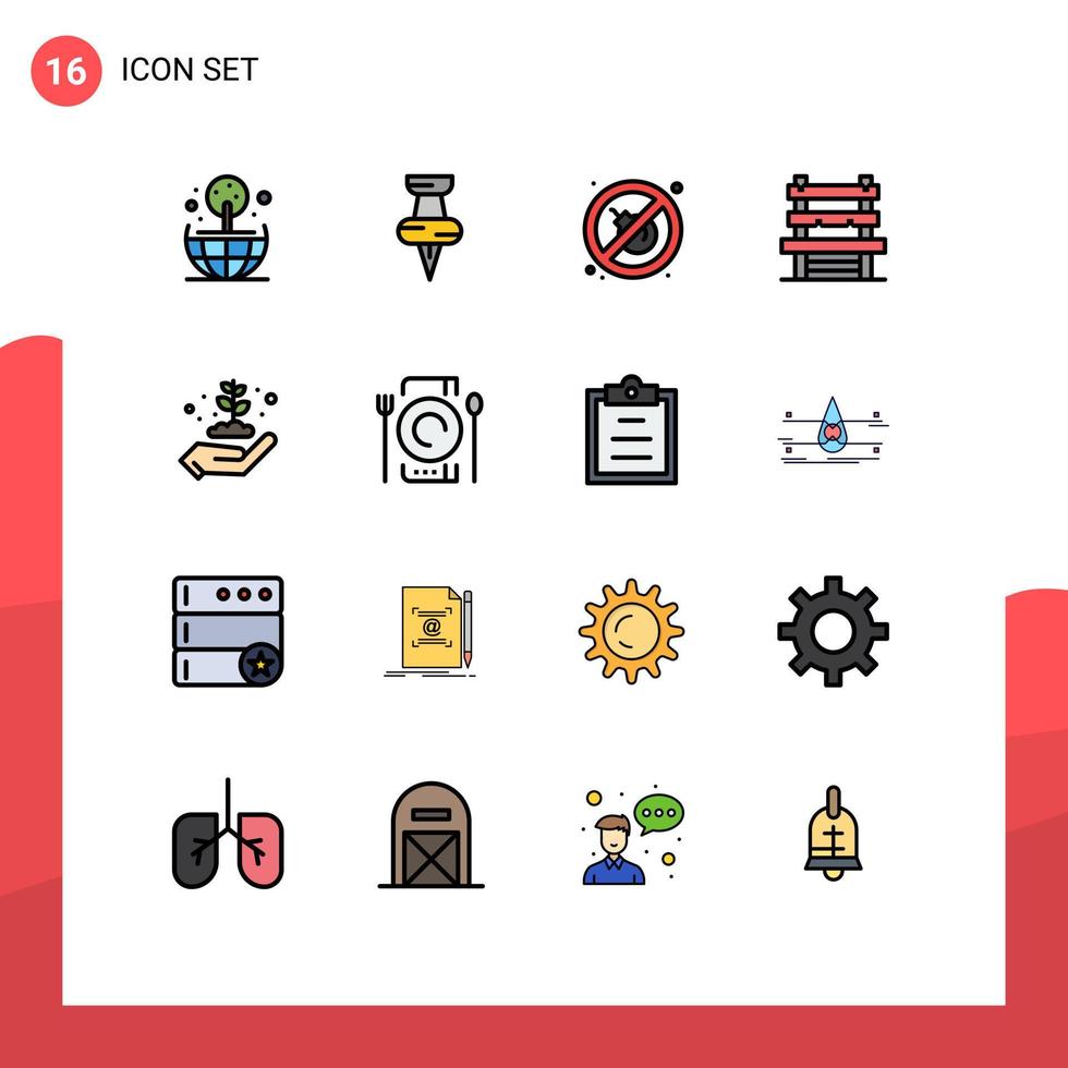 conjunto de 16 iconos de interfaz de usuario modernos símbolos signos para café energía lugar ecología esperando elementos de diseño de vectores creativos editables