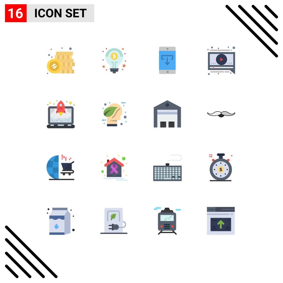 16 Universal Flat Colors Set for Web and Mobile Applications laptop message solution chat mobile Editable Pack of Creative Vector Design Elements