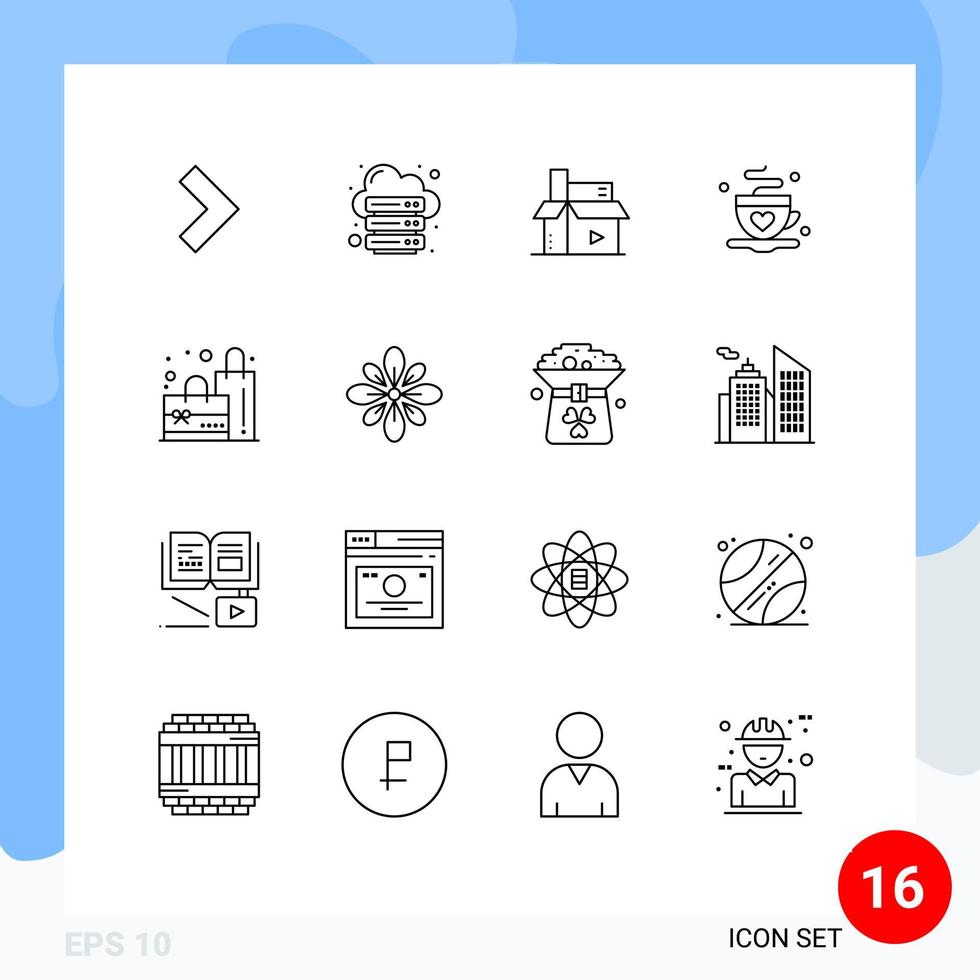 Stock Vector Icon Pack of 16 Line Signs and Symbols for bag tea content coffee publishing Editable Vector Design Elements