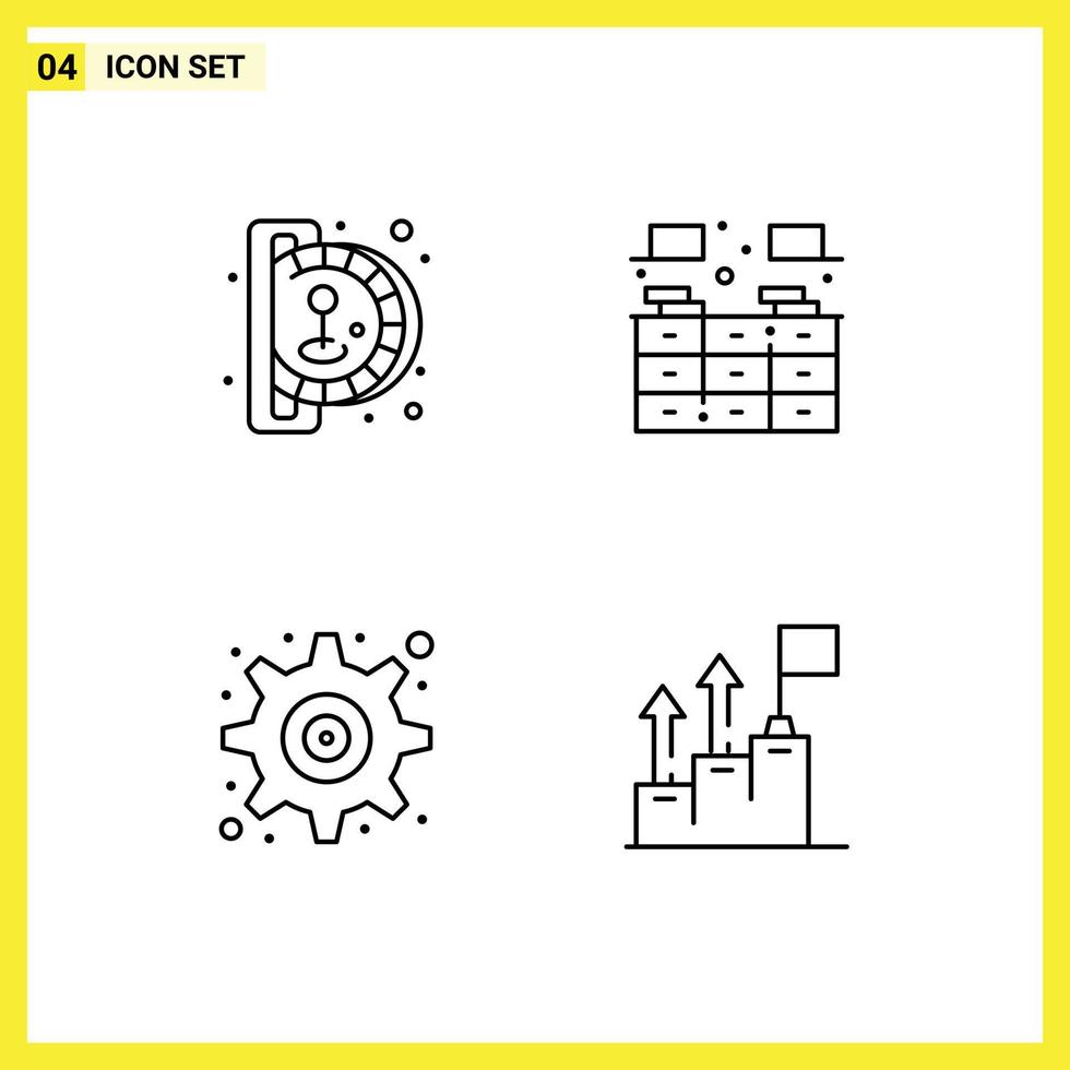 Universal Icon Symbols Group of 4 Modern Filledline Flat Colors of insert coin interface play cupboard user Editable Vector Design Elements