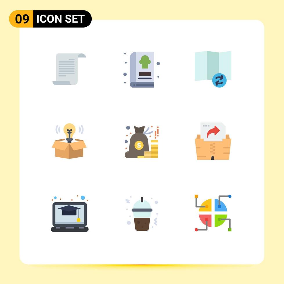 9 Creative Icons Modern Signs and Symbols of management account map light bulb Editable Vector Design Elements