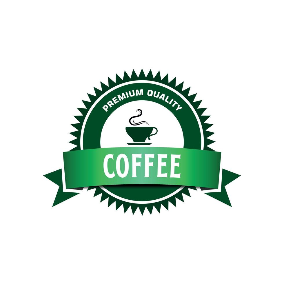 vector green coffee label isolated on white background