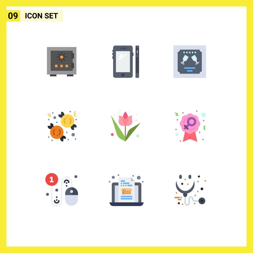 9 iconos creativos signos y símbolos modernos de carta de navidad tarjeta de invitación de teléfono inteligente elementos de diseño vectorial editables vector