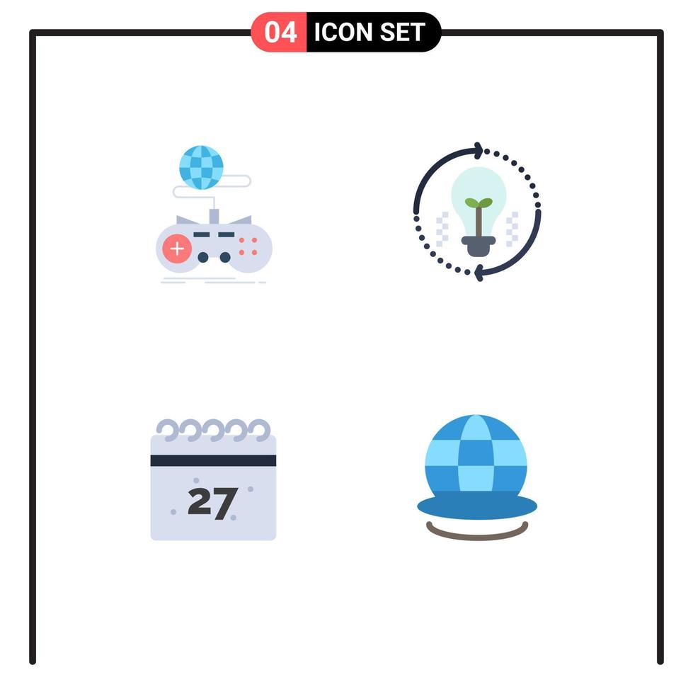 conjunto de 4 iconos modernos de la interfaz de usuario signos de símbolos para actualizar el juego idea multijugador calendario elementos de diseño vectorial editables vector