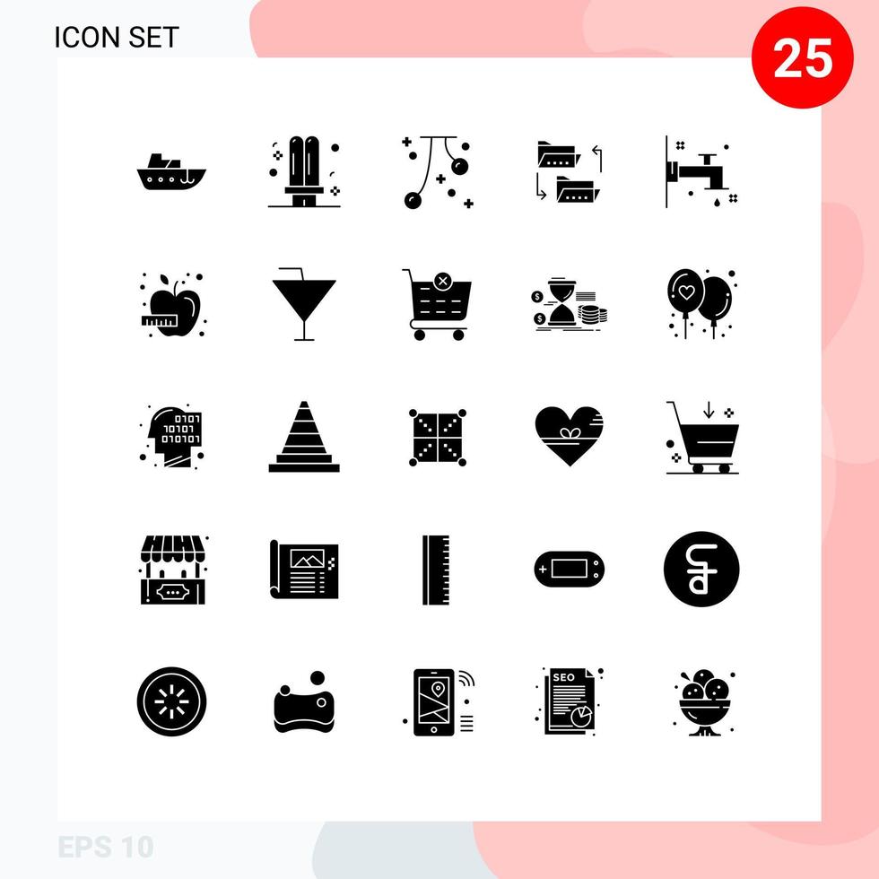 Stock Vector Icon Pack of 25 Line Signs and Symbols for file sharing document light folder fall Editable Vector Design Elements