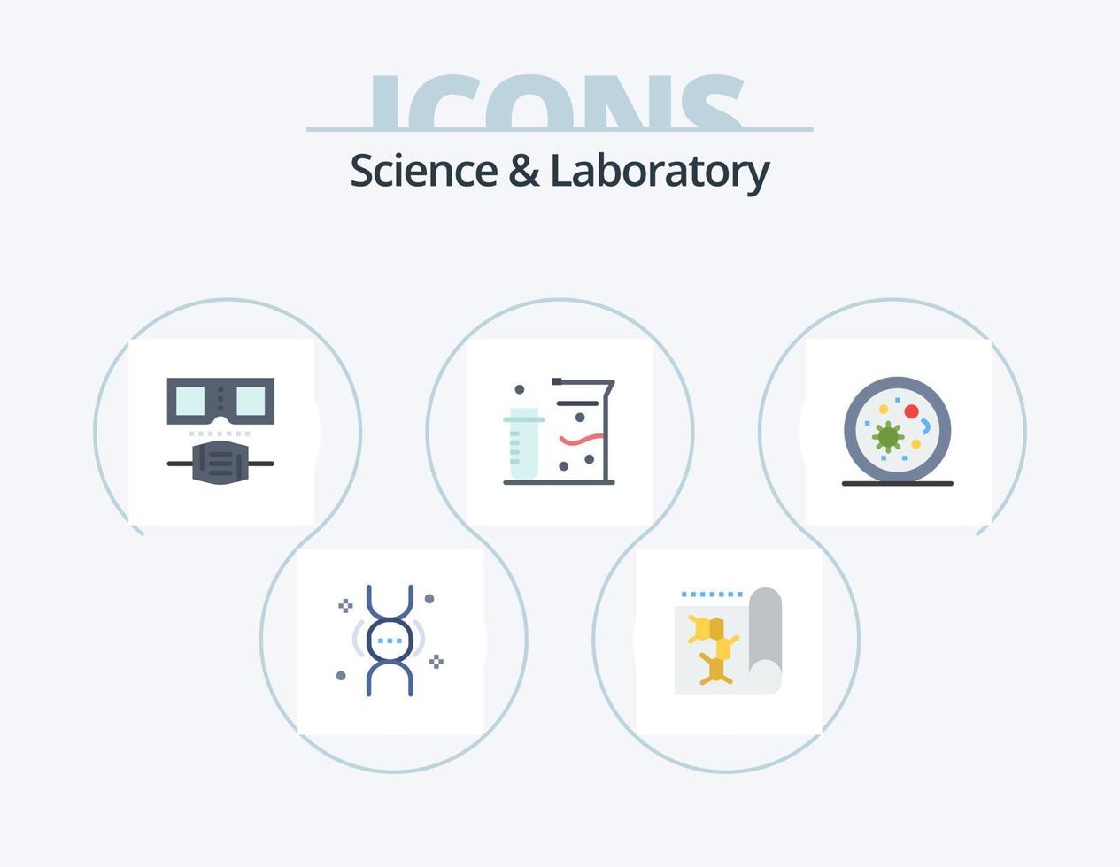 Science Flat Icon Pack 5 Icon Design. microorganisms. biology. glasses. science. flasks vector