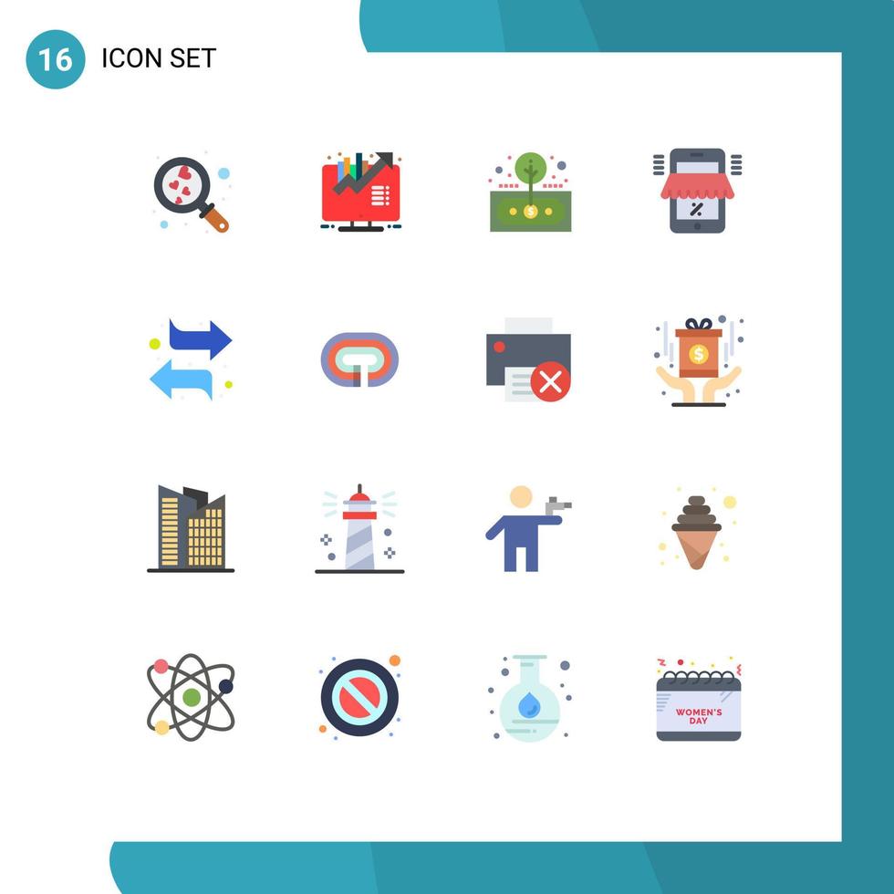 Group of 16 Flat Colors Signs and Symbols for shopping shop asset online roi Editable Pack of Creative Vector Design Elements