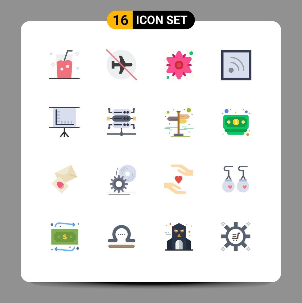 16 Universal Flat Colors Set for Web and Mobile Applications blackboard news off feed flower Editable Pack of Creative Vector Design Elements