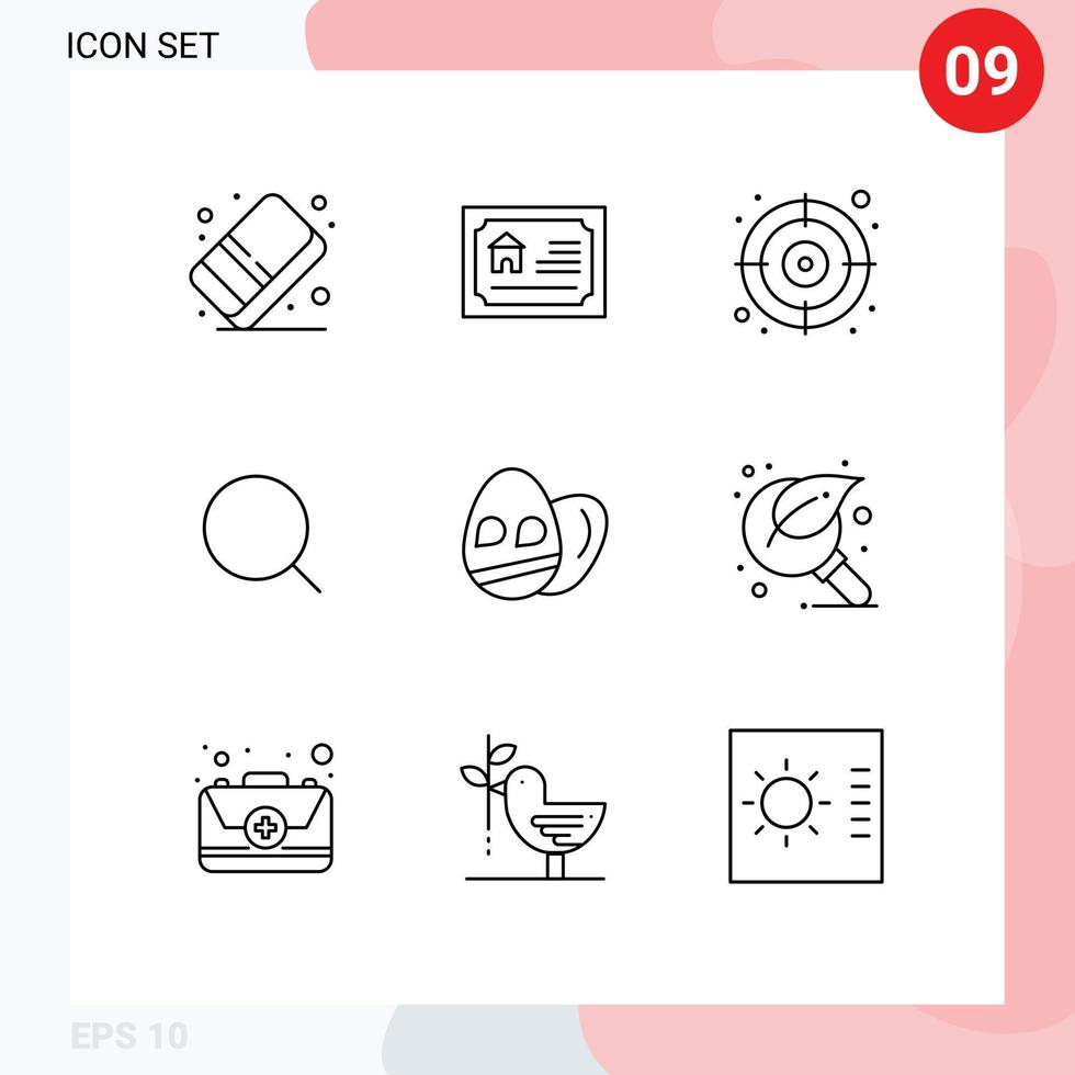 9 Outline concept for Websites Mobile and Apps holiday egg arrow max magnify Editable Vector Design Elements
