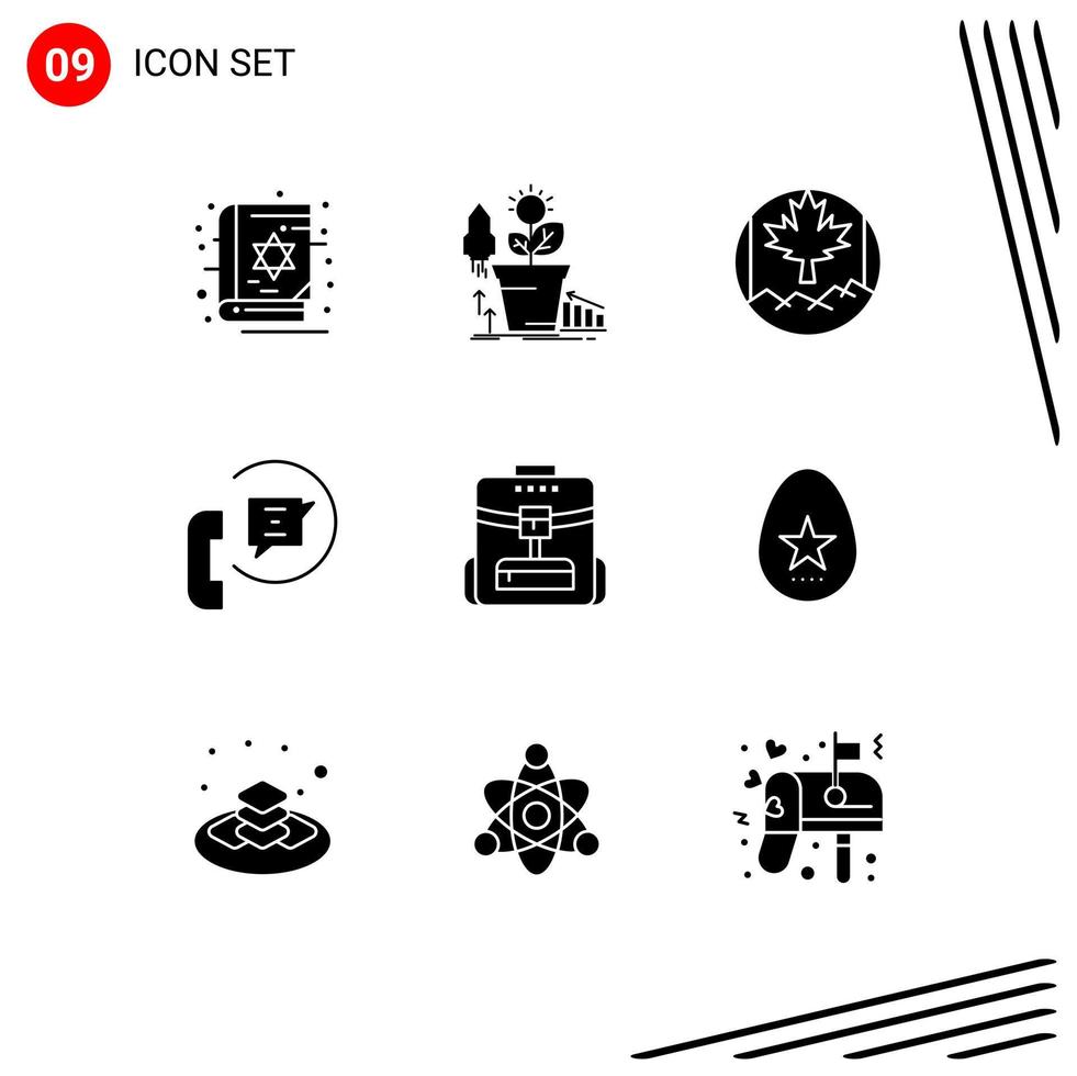 9 Universal Solid Glyphs Set for Web and Mobile Applications bag phone profit help communication Editable Vector Design Elements