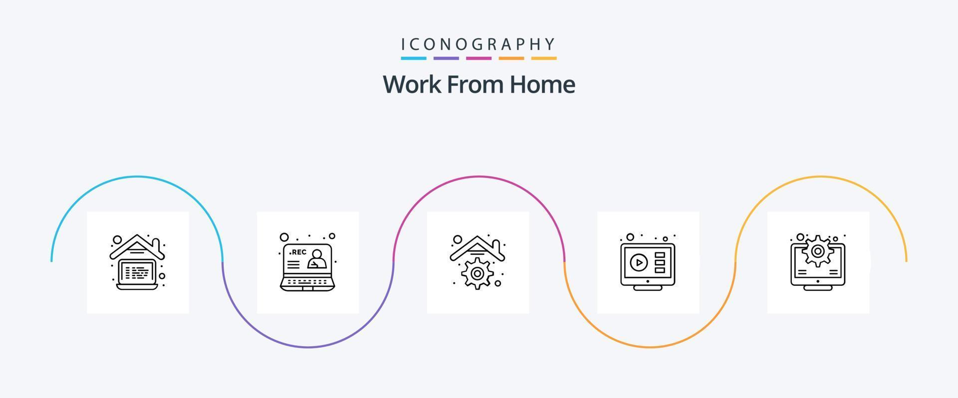 Trabaje desde el paquete de iconos Home Line 5 que incluye tutorial. en línea. web. Internet. gestión vector