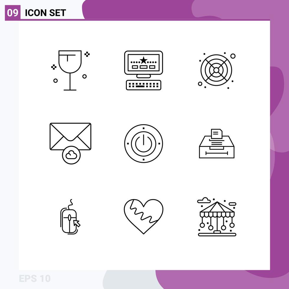 9 Creative Icons Modern Signs and Symbols of data power cooler energy mail Editable Vector Design Elements