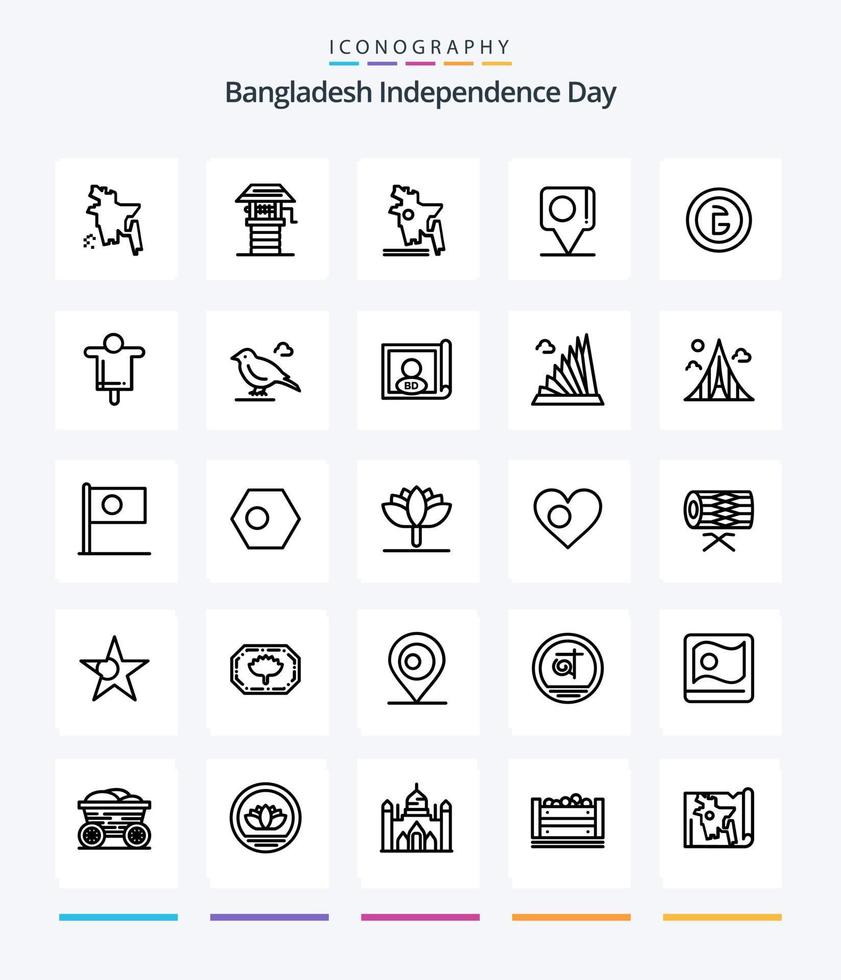 creativo paquete de iconos de esquema del día 25 de la independencia de bangladesh, como finanzas. negocio. país de bangladesh. bangladesh bandera vector