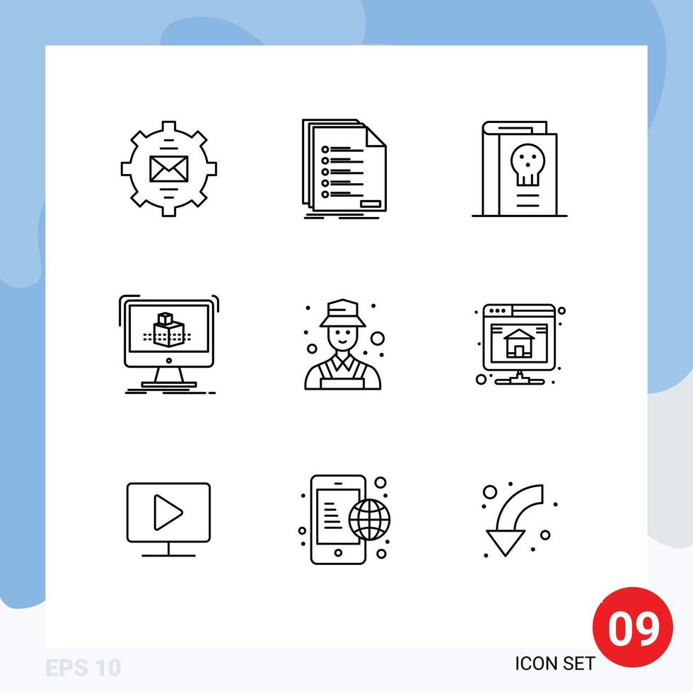 Set of 9 Commercial Outlines pack for modelling cube listing legend fantasy Editable Vector Design Elements