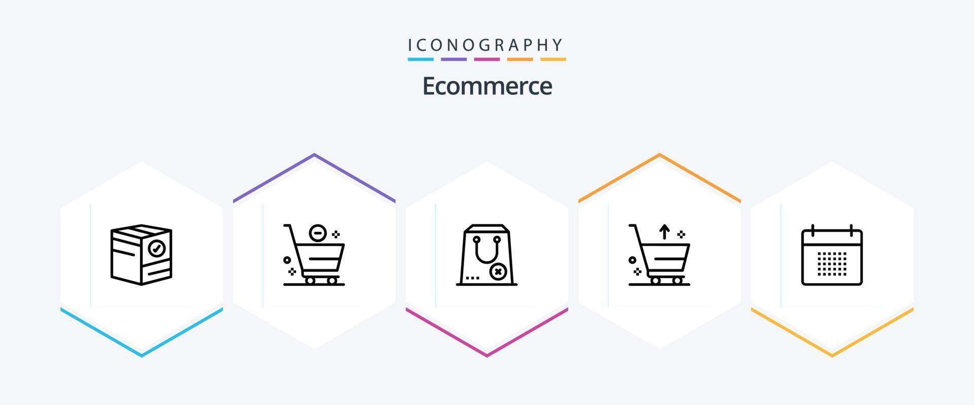 Ecommerce 25 Line icon pack including from. commerce. minus. cart. e vector