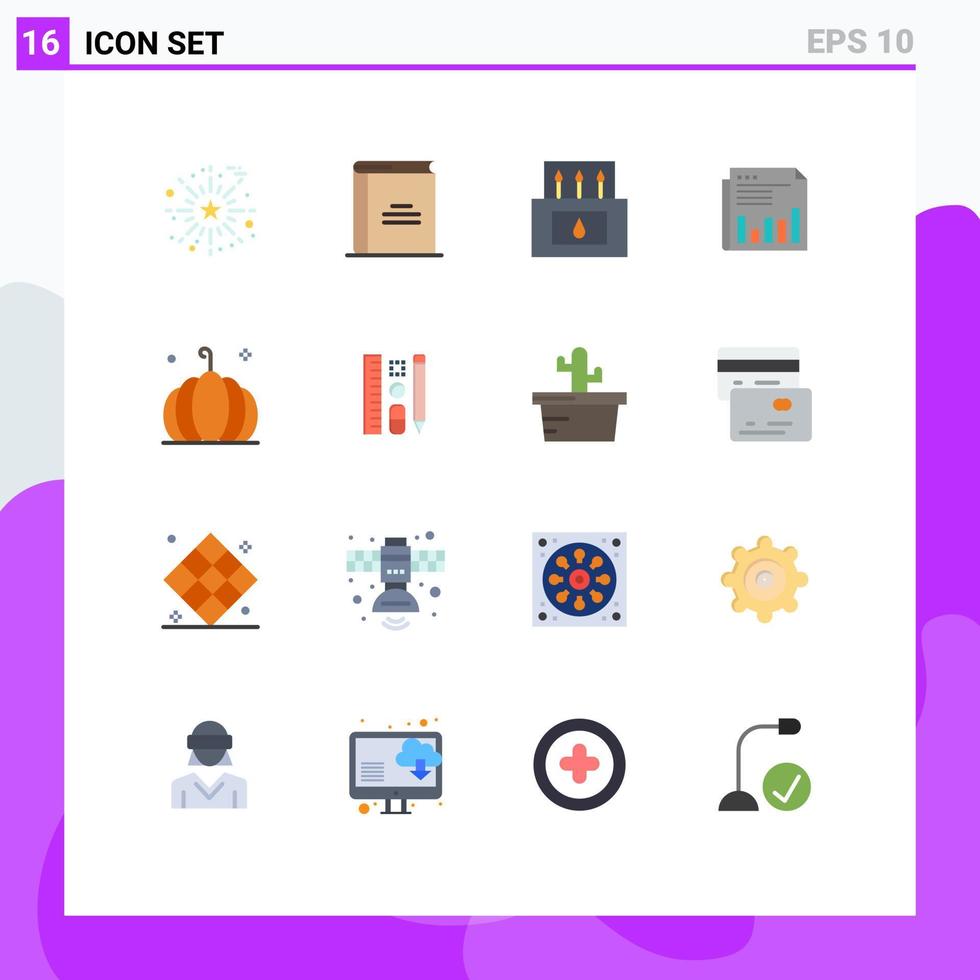 Universal Icon Symbols Group of 16 Modern Flat Colors of news financial reading business nature Editable Pack of Creative Vector Design Elements