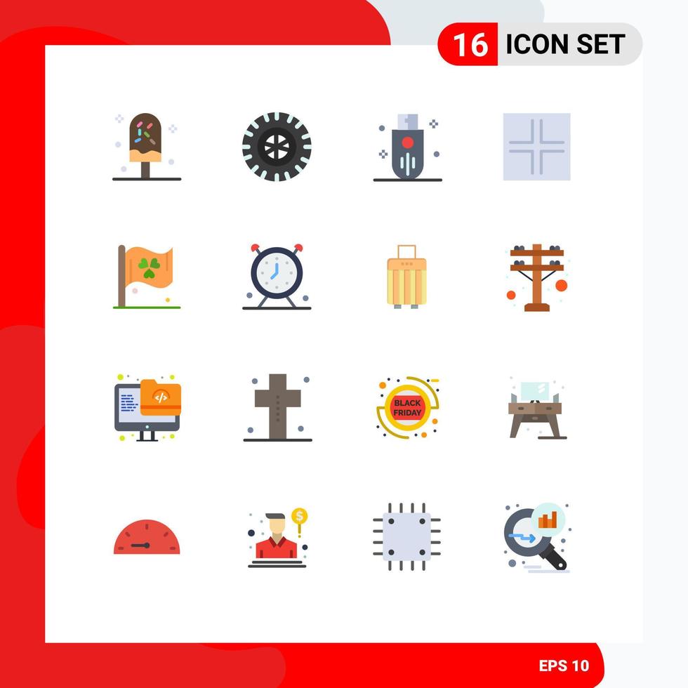 Editable Vector Line Pack of 16 Simple Flat Colors of sign signs devices symbols storage Editable Pack of Creative Vector Design Elements