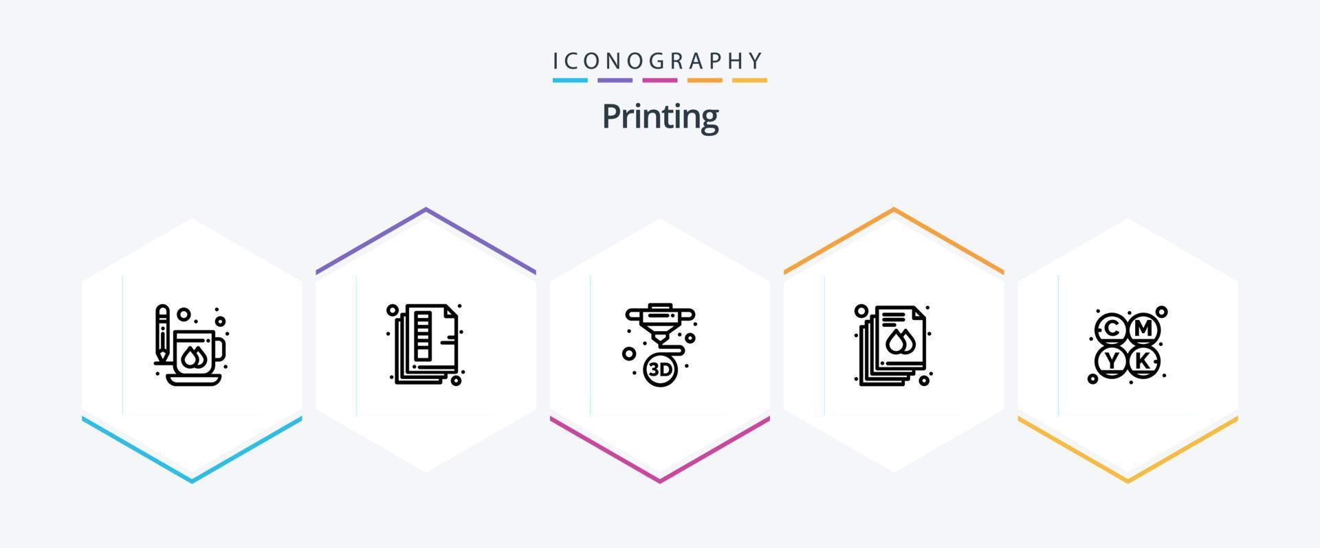 Printing 25 Line icon pack including banner. page. print. document. print vector