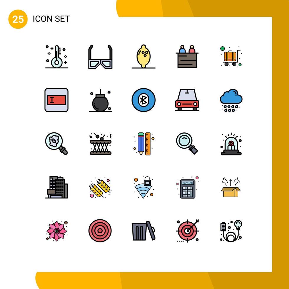 conjunto de 25 iconos modernos de la interfaz de usuario signos de símbolos para el trabajo en equipo del servicio del hotel ver personas negocios elementos de diseño vectorial editables vector