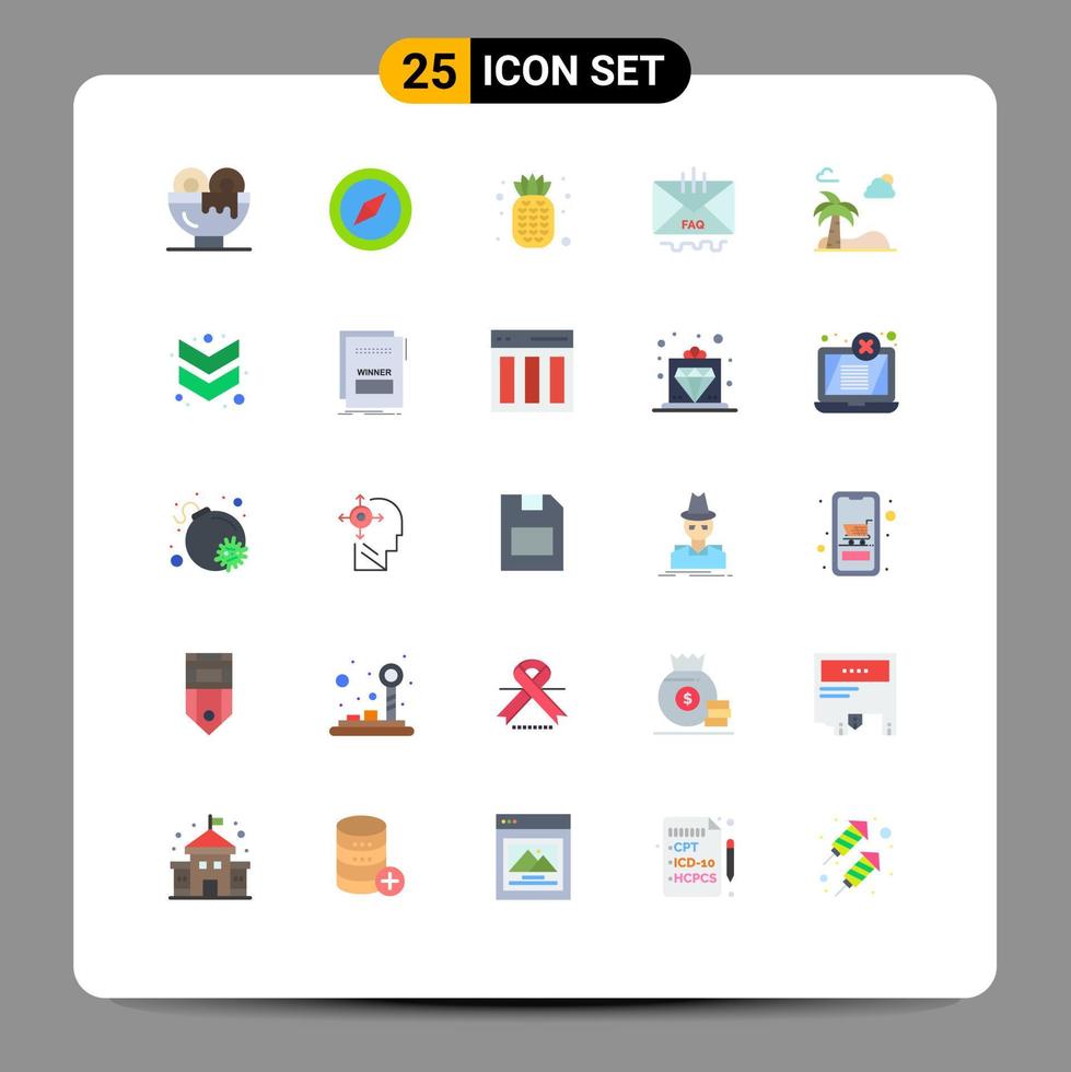 Set of 25 Modern UI Icons Symbols Signs for palm mail food help contact Editable Vector Design Elements