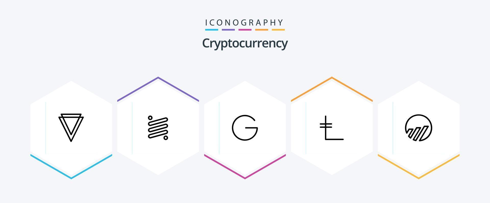 paquete de iconos de 25 líneas de criptomonedas que incluye la moneda leo. moneda criptográfica. cripto cripto florín vector