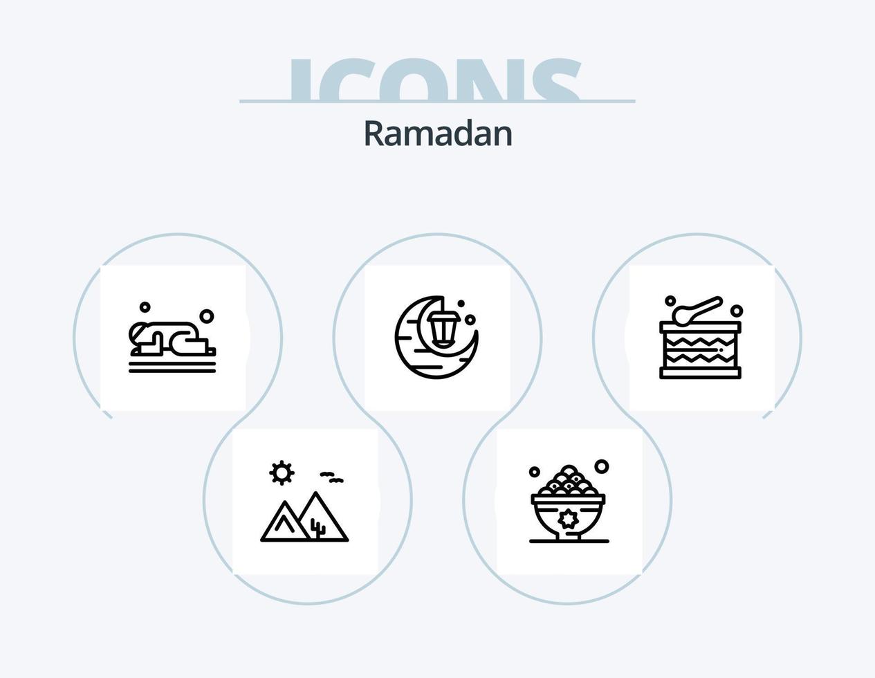 paquete de iconos de línea ramadan 5 diseño de iconos. fechas. Luna nueva. kareem luna. ayuda vector
