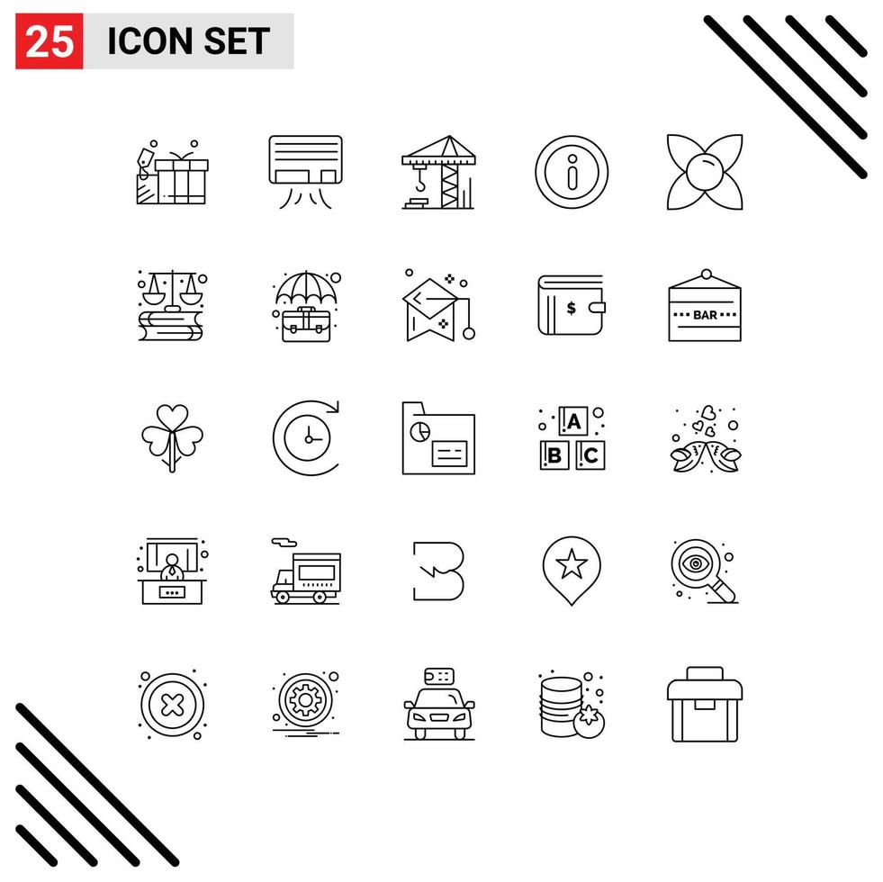 Set of 25 Vector Lines on Grid for business herb architecture flower menu Editable Vector Design Elements